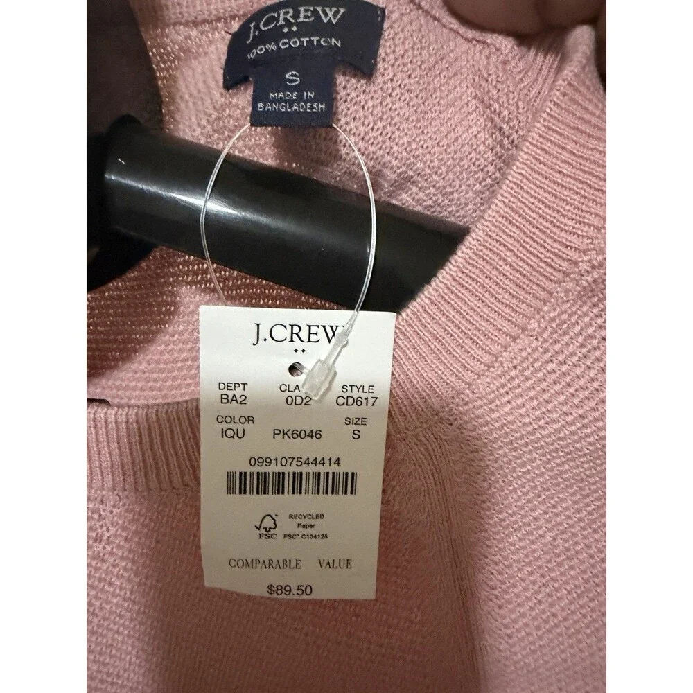 J Crew Pink Waffle Knit Crewneck NWT Size S